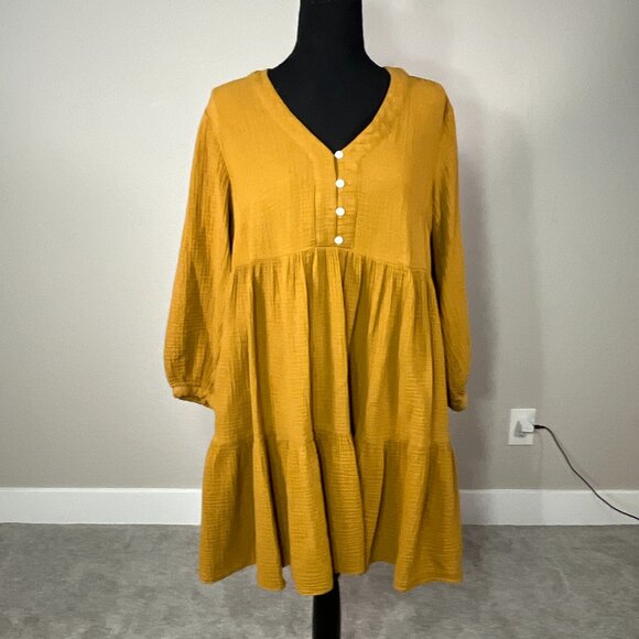 Madewell Lightspun Colette Dress Womens 4 Mini Babydoll Pockets Boho Tiered - Picture 2 of 8